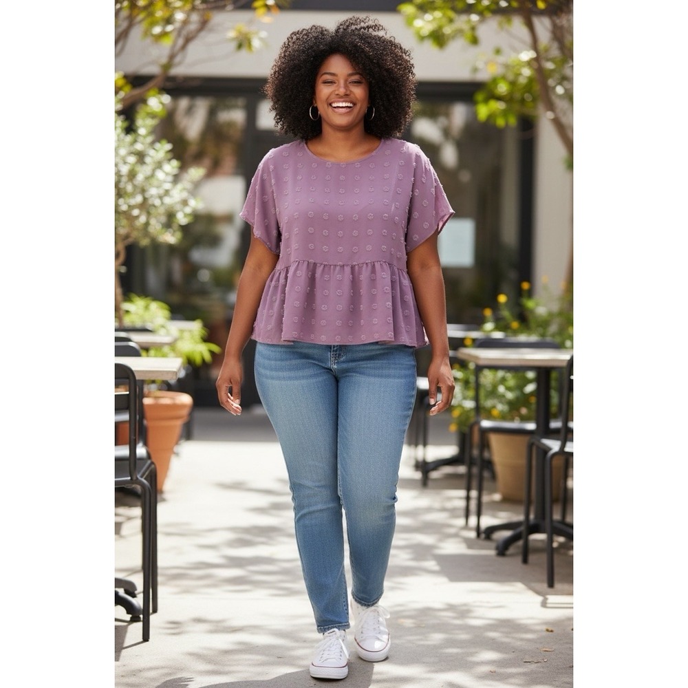 Emery Rose Women's Plus Size 3XL Short Sleeve Blouse Top NWT